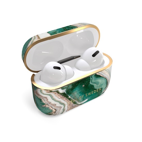 iDeal of Sweden Fashion Case priekš Apple Airpods Pro - Golden Jade Marble - plastikāta apvalks bezvadu austiņu lādēšanas ierīcei