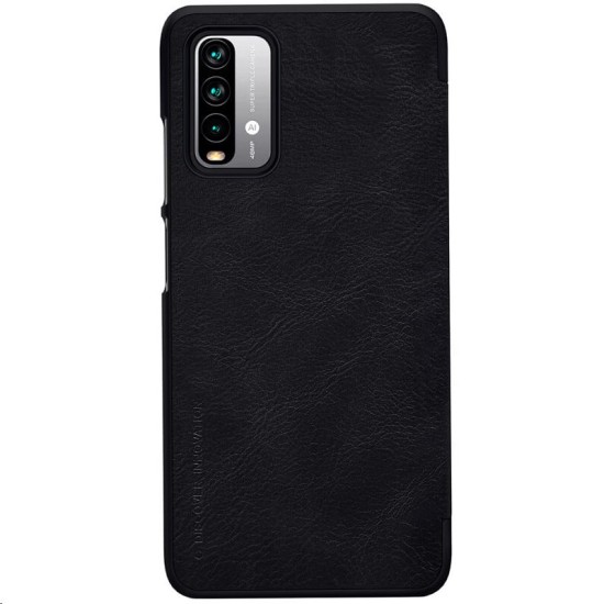 NILLKIN Qin Series Card Holder Leather Flip Case priekš Xiaomi Redmi 9T / Poco M3 - Melns - sāniski atverams maciņš (ādas maks, grāmatiņa, leather book wallet case cover)