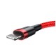 Baseus 0.5M Cafule 2.4A USB to Lightning cable - Sarkans - Apple iPhone / iPad lādēšanas un datu kabelis / vads