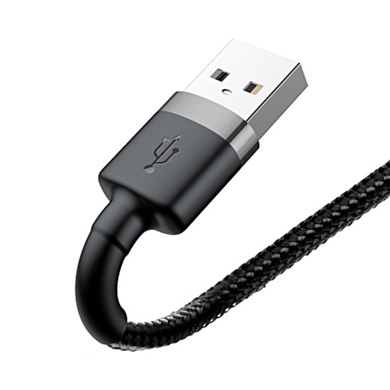 Baseus 0.5M Cafule 2.4A USB to Lightning cable - Melns / Pelēks - Apple iPhone / iPad lādēšanas un datu kabelis / vads
