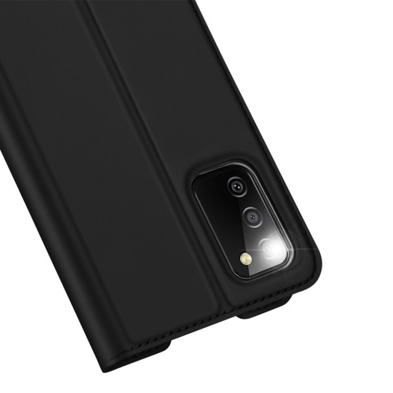 Dux Ducis Skin Pro series priekš Samsung Galaxy A02s A025G - Melns - sāniski atverams maciņš ar magnētu un stendu