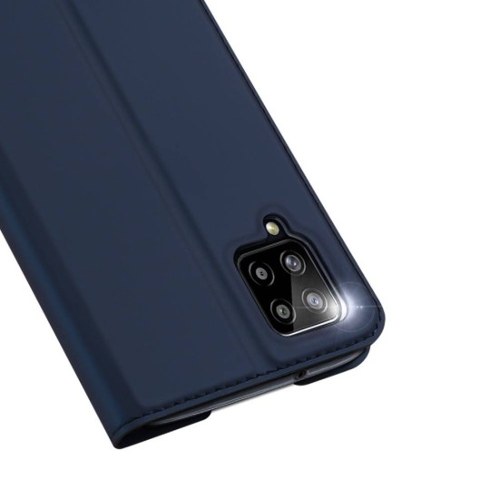 Dux Ducis Skin Pro series priekš Samsung Galaxy A12 A125 - Tumši Zils - sāniski atverams maciņš ar magnētu un stendu