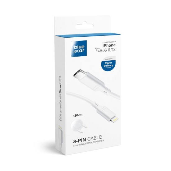 Bluestar 1.2M PD Type-C to Lightning cable - Balts - Apple iPhone / iPad lādēšanas un datu kabelis / vads