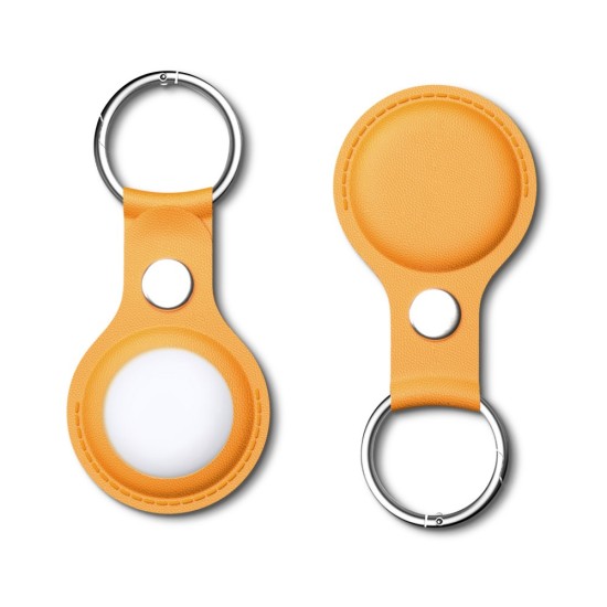 PU Leather Protective Case with Metal Key Ring priekš Apple AirTag - Oranžs - mākslīgās ādas apvalks / piekariņš bezvadu izsekošanas ierīcei