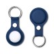 PU Leather Protective Case with Metal Key Ring priekš Apple AirTag - Zils - mākslīgās ādas apvalks / piekariņš bezvadu izsekošanas ierīcei