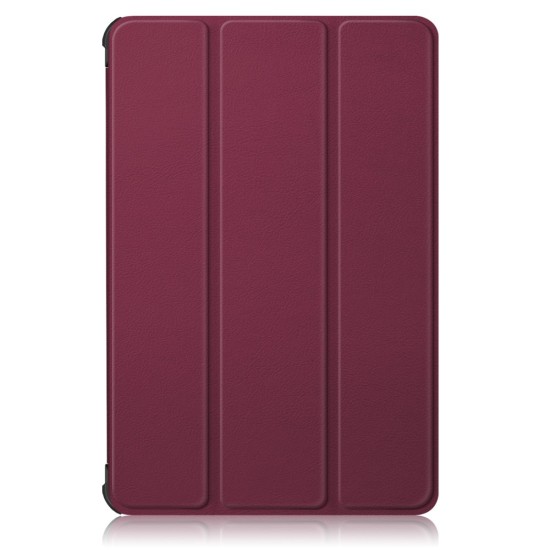 Tri-fold Stand PU Smart Auto Wake/Sleep Leather Case priekš Huawei MatePad T10 / T10s - Bordo - sāniski atverams maciņš ar stendu
