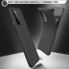Twill Texture Silicone Mobile Phone Cover Shell priekš OnePlus 9 - Melns - triecienizturīgs silikona aizmugures apvalks / bampers-vāciņš