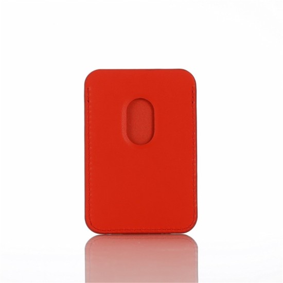 PU Leather Card Holder with MagSafe - Sarkans - mākslīgās ādas kredītkaršu turētājs ar magnētu