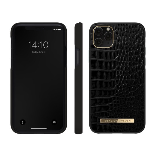 iDeal of Sweden Atelier AW20 Back Case priekš Apple iPhone 11 Pro - Neo Noir Croco - mākslīgās ādas aizmugures apvalks ar iebūvētu metālisku plāksni / bampers-vāciņš