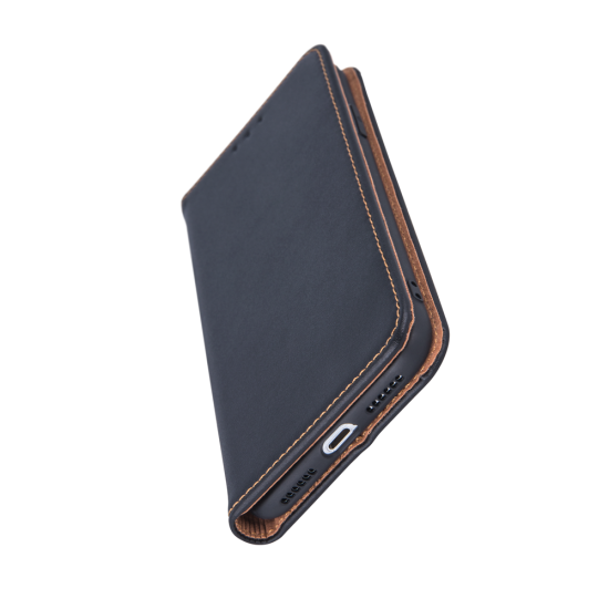 Genuine Leather Case Smart Pro priekš Samsung Galaxy A32 4G A325 - Melns - dabīgās ādas maciņš sāniski atverams ar stendu