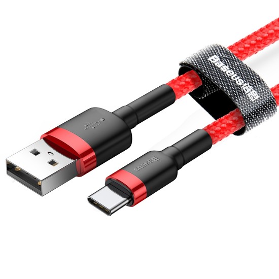 Baseus 1M Cafule 3A USB to Type-C cable - Sarkans - USB-C lādēšanas un datu kabelis / vads