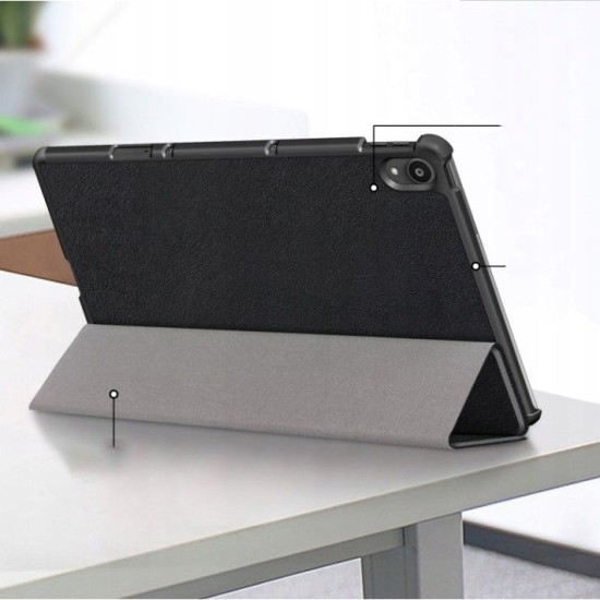Tech-Protect Smart Case priekš Lenovo Tab M10 HD X306 - Melns - sāniski atverams maciņš ar magnētu un stendu