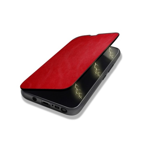 Eco Leather Book Case priekš Apple iPhone 12 Pro Max - Sarkans - mākslīgās ādas maciņš ar magnētu / sāniski atverama grāmatiņa