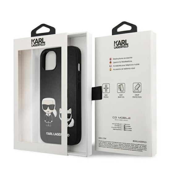 Karl Lagerfeld Ikonik Karl & Choupette series Back Case KLHCP13MPCUSKCBK для Apple iPhone 13 - Чёрный - чехол-накладка из искусственной / бампер-крышка
