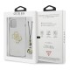 Guess 4G Gold Charms Collection Back Case GUHCP13MKS4GGO priekš Apple iPhone 13 - Caurspīdīgs - silkona-plastikāta aizmugures apvalks / bampers-vāciņš