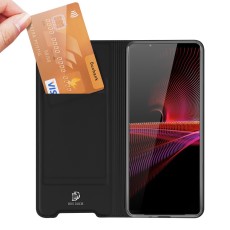Dux Ducis Skin Pro series priekš Sony Xperia 5 III - Melns - sāniski atverams maciņš ar magnētu un stendu