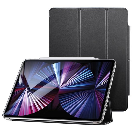 ESR Ascend Tri-fold Book Case with Clasp priekš Apple iPad Pro 11 (2020 / 2021 / 2022) - Melns - sāniski atverams maciņš ar stendu
