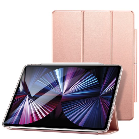 ESR Ascend Tri-fold Book Case with Clasp priekš Apple iPad Pro 11 (2020 / 2021 / 2022) - Rozā Zelts - sāniski atverams maciņš ar stendu