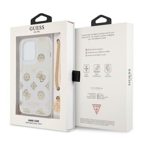 Guess Peony Chain Collection Back Case GUHCP13XKSPEGO priekš Apple iPhone 13 Pro Max - Zelts - silkona-plastikāta aizmugures apvalks / bampers-vāciņš