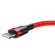 Baseus 1M Cafule 2.4A USB to Lightning cable - Sarkans / Melns - Apple iPhone / iPad lādēšanas un datu kabelis / vads