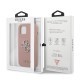 Guess 4G Saffiano Metal Logo Collection Back Case GUHCP13SSA4GSPI priekš Apple iPhone 13 mini - Rozā - mākslīgās ādas aizmugures apvalks / bampers-vāciņš