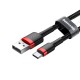 Baseus 3M Cafule 2A USB to Type-C cable - Melns - USB-C lādēšanas un datu kabelis / vads