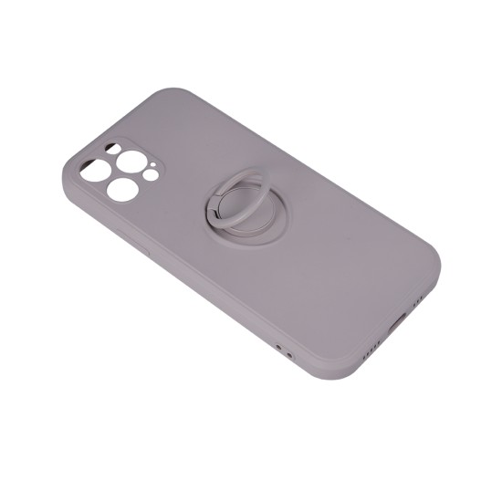 Finger Grip Back Case priekš Apple iPhone 13 - Gaiši Pelēks - silikona aizmugures apvalks ar gredzenu / bampers-vāciņš