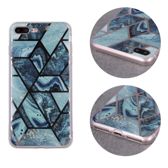 Geometric Marmur Back Case priekš Samsung Galaxy A22 4G A225 - Zils - silikona aizmugures apvalks / bampers-vāciņš