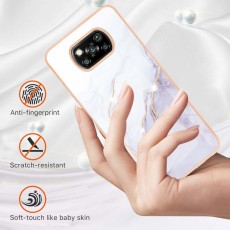 IMD Electroplating Marble Pattern TPU Phone Shell priekš Xiaomi Poco X3 NFC / X3 Pro - Balts - silikona aizmugures apvalks / bampers-vāciņš