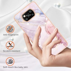 IMD Electroplating Marble Pattern TPU Phone Shell priekš Xiaomi Poco X3 NFC / X3 Pro - Rozā Zelts - silikona aizmugures apvalks / bampers-vāciņš