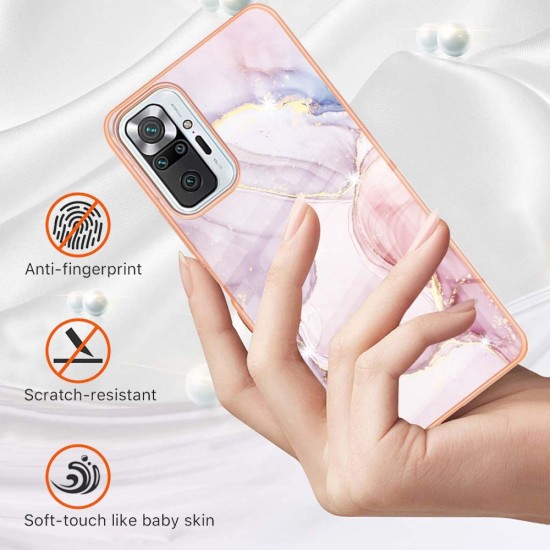 IMD Electroplating Marble Pattern TPU Phone Shell priekš Xiaomi Redmi Note 10 Pro - Rozā Zelts - silikona aizmugures apvalks / bampers-vāciņš