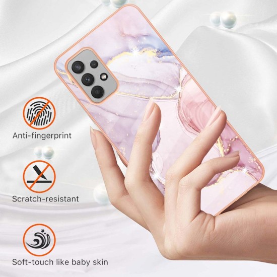 IMD Electroplating Marble Pattern TPU Phone Shell priekš Samsung Galaxy A32 4G A325 - Rozā Zelts - silikona aizmugures apvalks / bampers-vāciņš