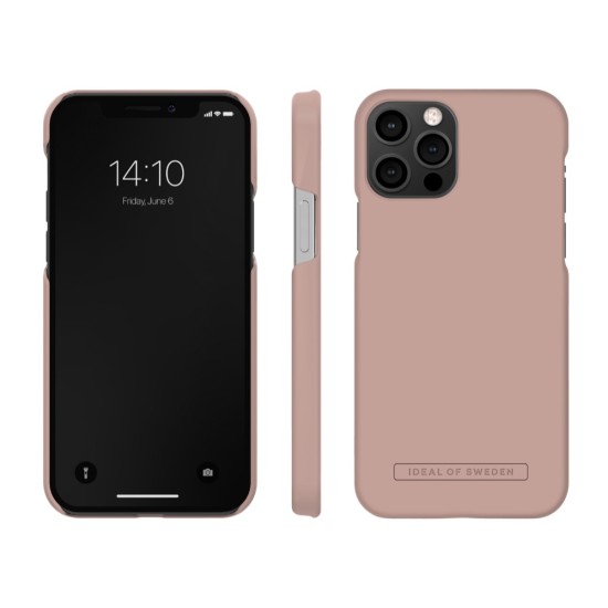 iDeal of Sweden Seamless SS22 Back Case priekš Apple iPhone 12 / 12 Pro - Blush Pink - ciets silikona aizmugures apvalks ar iebūvētu metālisku plāksni / bampers-vāciņš