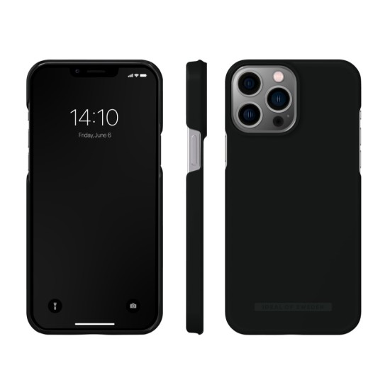 iDeal of Sweden Seamless SS22 Back Case priekš Apple iPhone 13 Pro Max - Coal Black - ciets silikona aizmugures apvalks ar iebūvētu metālisku plāksni / bampers-vāciņš