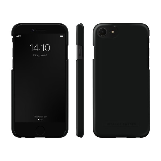 iDeal of Sweden Seamless SS22 Back Case priekš Apple iPhone 7 / 8 / SE2 (2020) / SE3 (2022) - Coal Black - ciets silikona aizmugures apvalks ar iebūvētu metālisku plāksni / bampers-vāciņš