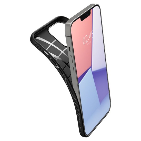 Spigen Liquid Air series Back Case priekš Apple iPhone 13 Pro Max - Melns - silikona aizmugures apvalks / bampers-vāciņš