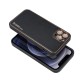 Forcell Leather Back Case priekš Apple iPhone 12 Pro - Melns - mākslīgās ādas aizmugures apvalks / bampers-vāciņš
