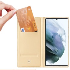Dux Ducis Skin Pro series priekš Samsung Galaxy S22 Ultra 5G S908 - Zelts - sāniski atverams maciņš ar magnētu un stendu