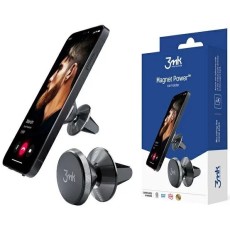 3MK Magnetic Power Air Vent Car Holder - Melns - Universāls stiprinājums turētājs auto ventilācijas režģa