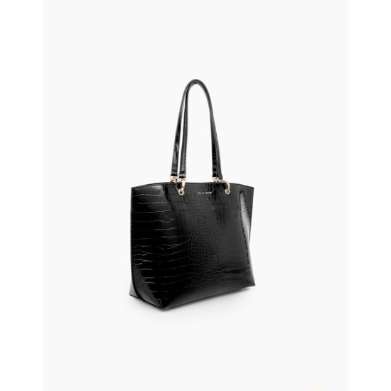 iDeal of Sweden AW21 Mini Tulip Chain Tote Shoulder Bag - Neo Noir Croco - женская сумка через плечо
