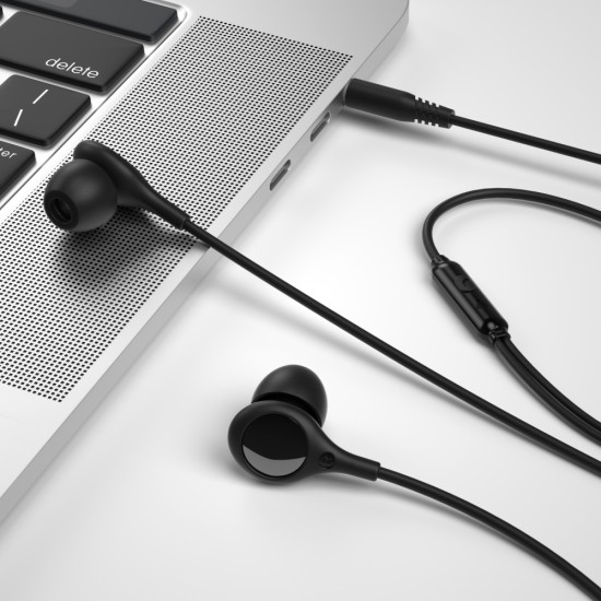 XO EP46 Wired Stereo Earphones with Remote, Mic and Noise cancelling jack 3.5mm - Черные - Универсальные стерео наушники с микрофоном, пультом и шумоподавлением