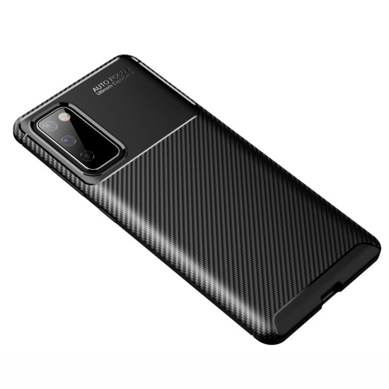 Beetle Series Carbon Fiber TPU Protection Phone Cover priekš Samsung Galaxy S20 FE G780 - Melns - triecienizturīgs silikona aizmugures apvalks / bampers-vāciņš
