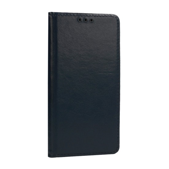 Special Leather Book Case priekš Xiaomi Redmi 10C - Tumši Zils - dabīgās ādas maciņš sāniski atverams ar stendu