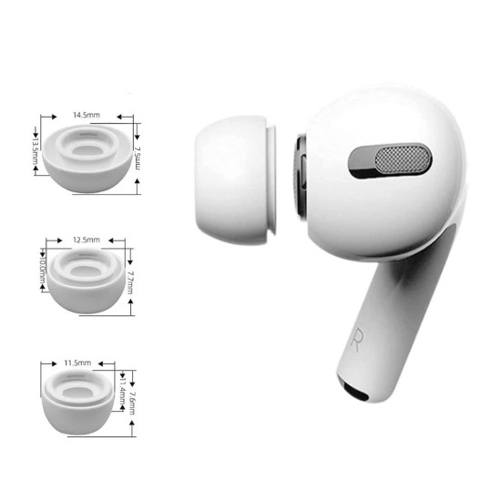 Tech-Protect сменные резиновые наконечники для Apple Airpods Pro подушечки для наушников (3 размера в комплекте) - Белые - rubbers for earphones