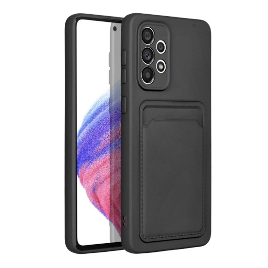 Forcell Card Back Case priekš Samsung Galaxy A13 4G A135 - Melns - silikona aizmugures apvalks ar kabatiņu / bampers-vāciņš