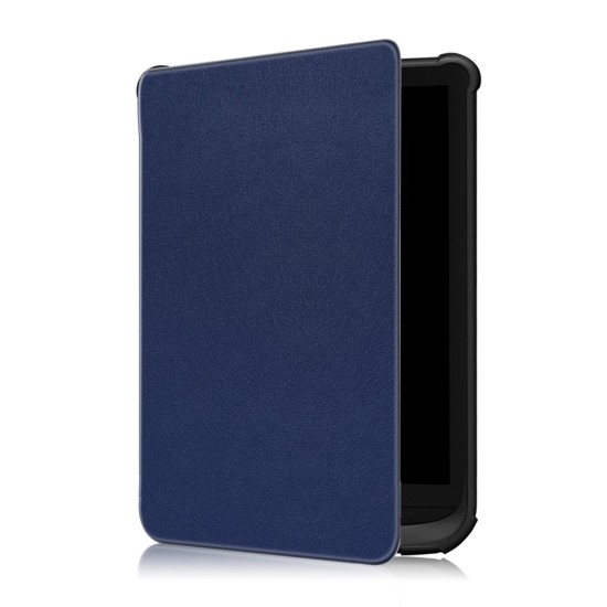 PocketBook Solid Color Case priekš Basic 4 (606) / Lux 2 (616) / Touch Lux 4 / 5 (627, 628) / Touch HD3 (632) / Color (633) - Tumši Zils - mākslīgās ādas sāniski atverams maks / maciņš