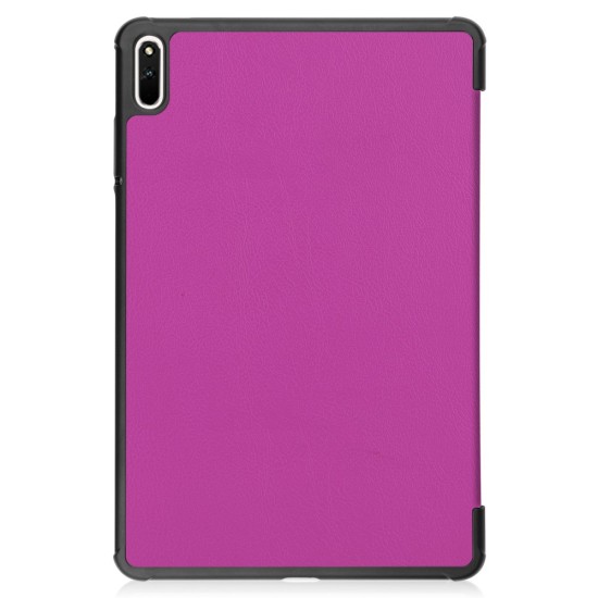 Tri-fold Stand PU Smart Auto Wake/Sleep Leather Case priekš Huawei MatePad 11 - Violets - sāniski atverams maciņš ar stendu