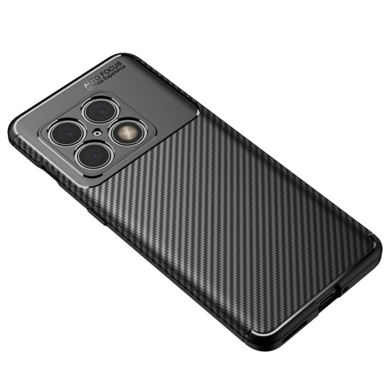 Beetle Series Carbon Fiber TPU Protection Phone Cover priekš OnePlus 10 Pro 5G - Melns - triecienizturīgs silikona aizmugures apvalks (bampers, vāciņš, slim TPU silicone case shell cover, bumper)