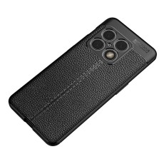 Litchi Skin PU Leather Coated TPU Mobile Phone Case priekš OnePlus 10 Pro 5G - Melns - ādas imitācijas triecienizturīgs silikona aizmugures apvalks (maciņš, bampers, vāciņš, slim cover, bumper, back case)