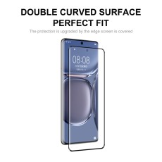 HAT PRINCE 3D Edge Glue Full Size Tempered Glass Screen Protector priekš Huawei P50 Pro - Melns - Ekrāna Aizsargstikls / Bruņota Stikla Aizsargplēve (Full screen size curved)